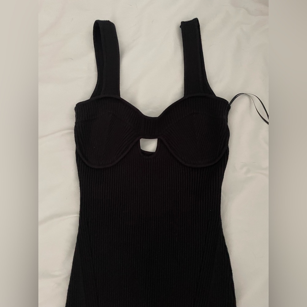 Black long dress with slit never worn